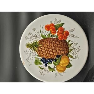 Vintage Hyalyn USA Ceramic Trivet Pineapple Fruit Motif  Wall Accent Cottagecore
